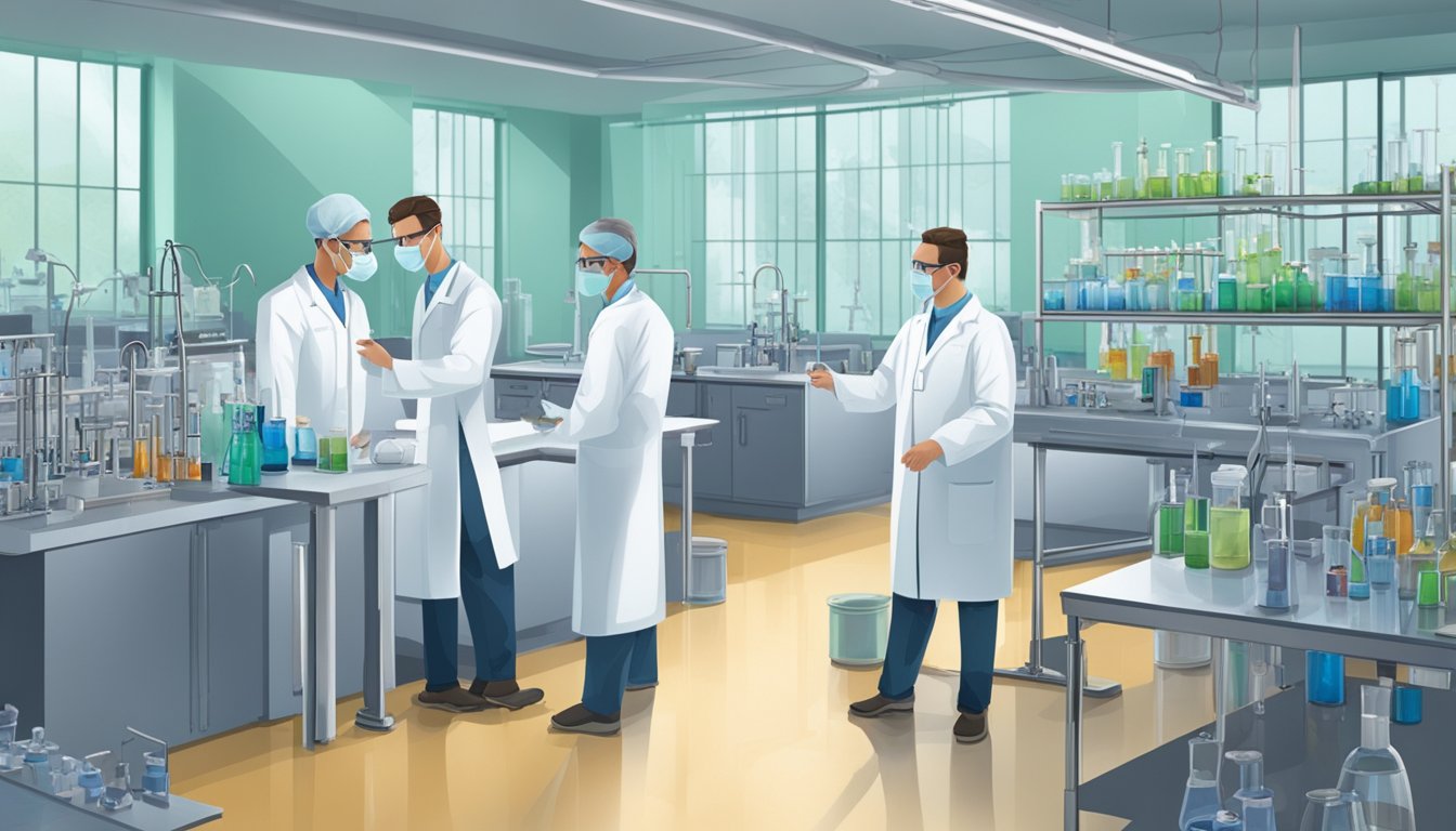 A laboratory setting with scientists conducting tests on tagatose compound