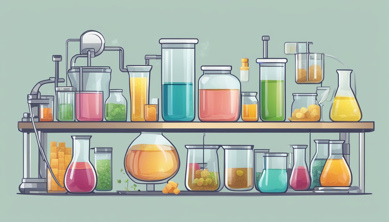 A laboratory setting with various natural sweeteners being tested and analyzed for their impact on weight management