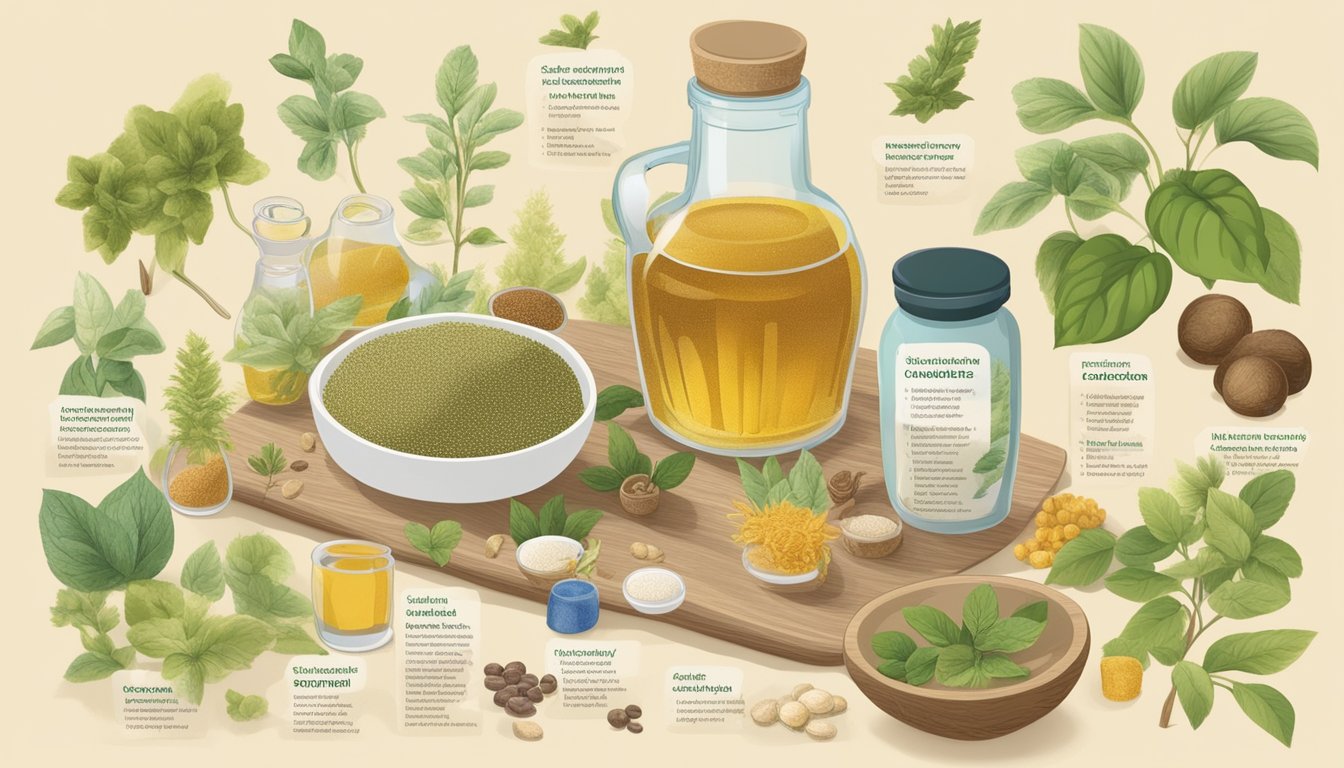 A table displaying various natural sweeteners with accompanying nutritional information and health benefits, surrounded by images of the plants or sources from which they are derived