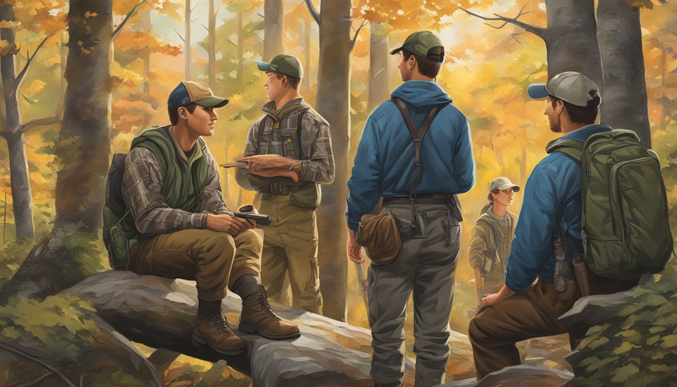 A group of young hunters in New Hampshire receive mentorship and education in the field, surrounded by forests and wildlife