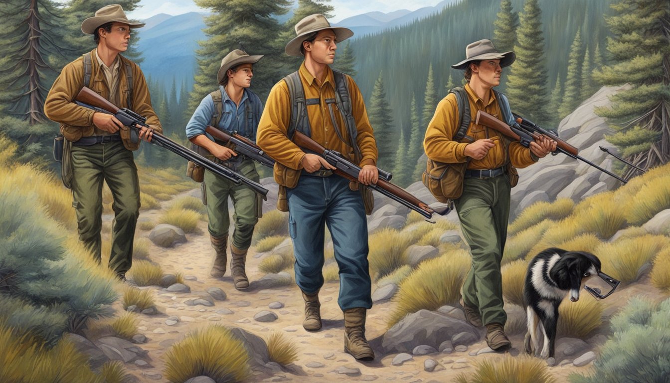 A group of young hunters trek through the Idaho wilderness, rifles in hand, as they search for their next prey