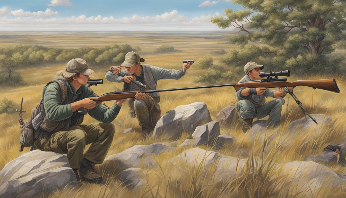 A group of young hunters practice tracking and shooting in the Nebraska wilderness