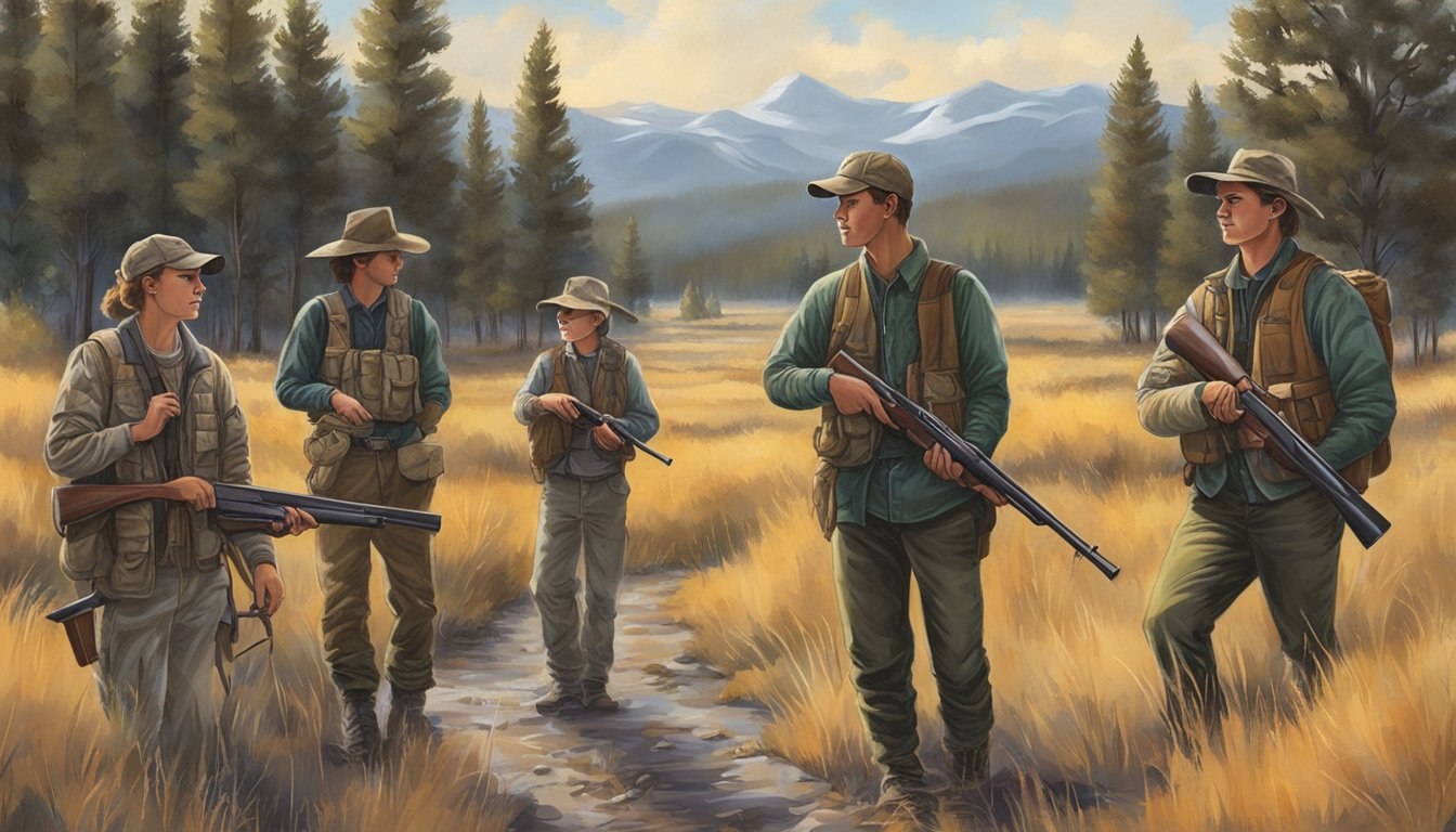 A group of young hunters in Wyoming participating in a wildlife management and conservation initiative