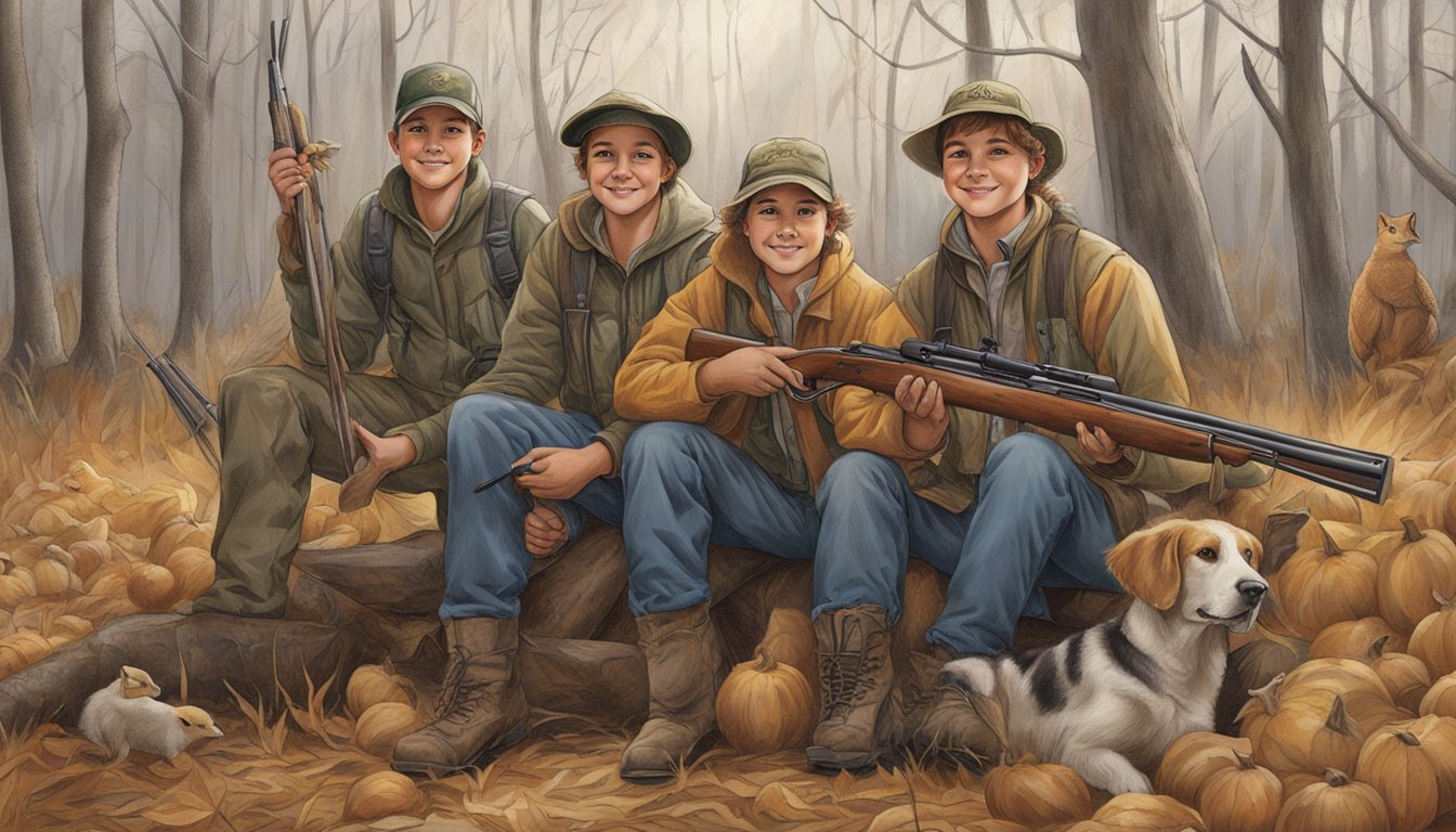 A group of young hunters in Virginia proudly display their harvested game while adhering to bag limits and filling out their harvest reporting forms