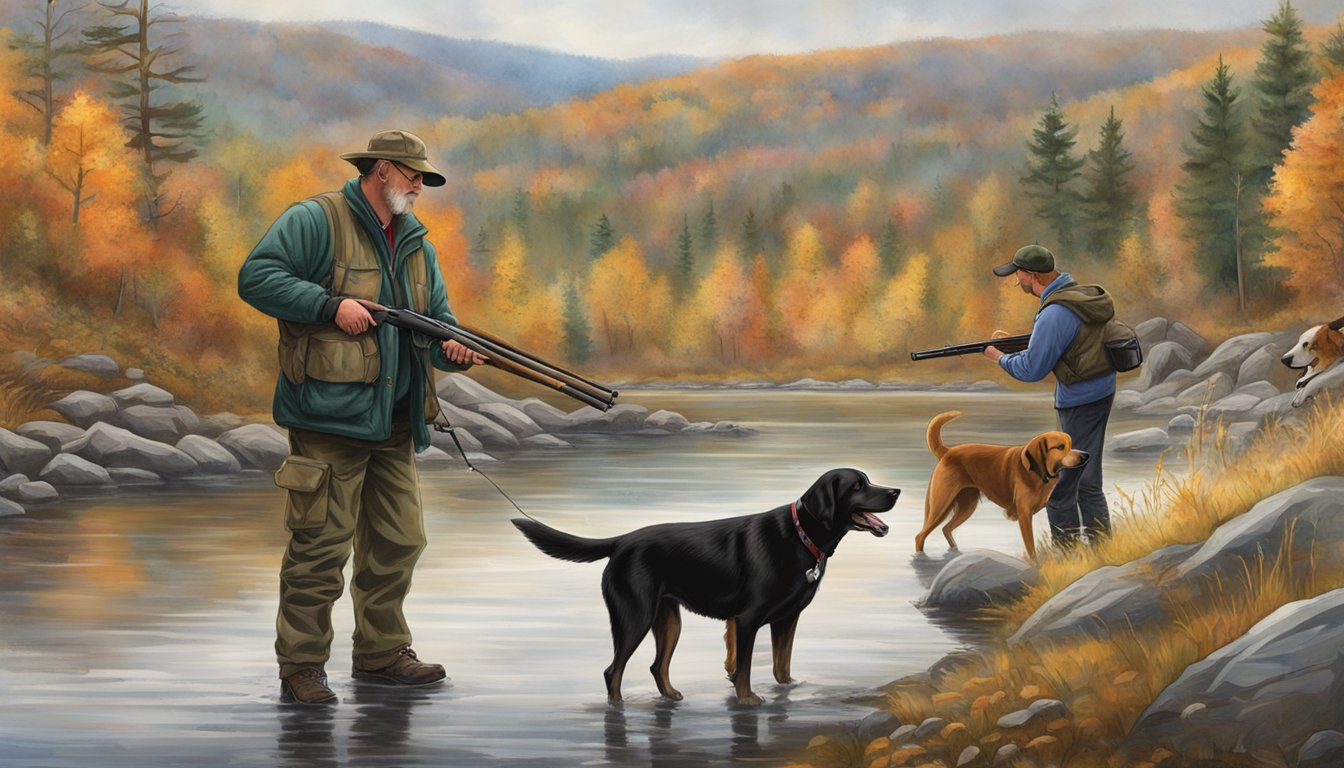 A hunter in Vermont selects a gun dog from a group of well-trained canines