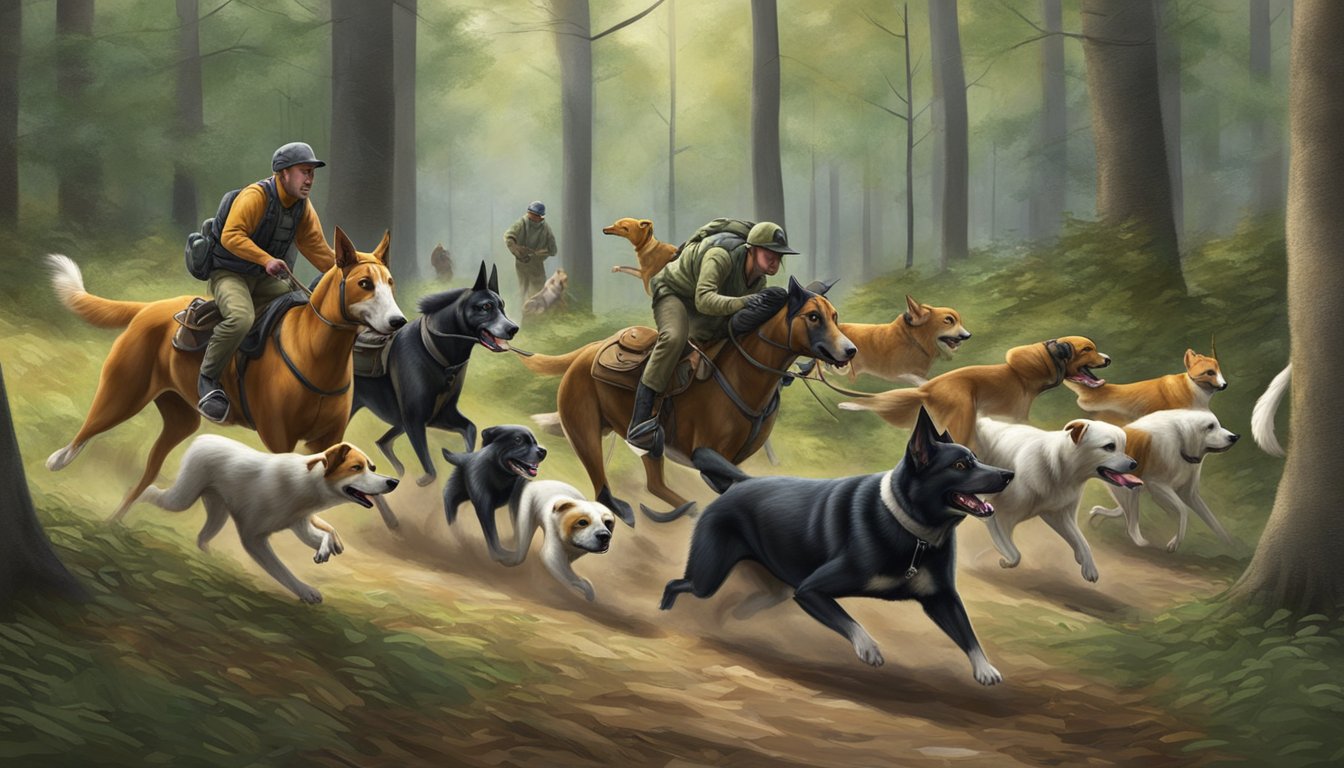 Dogs pursuing furbearer and big game in New York forest