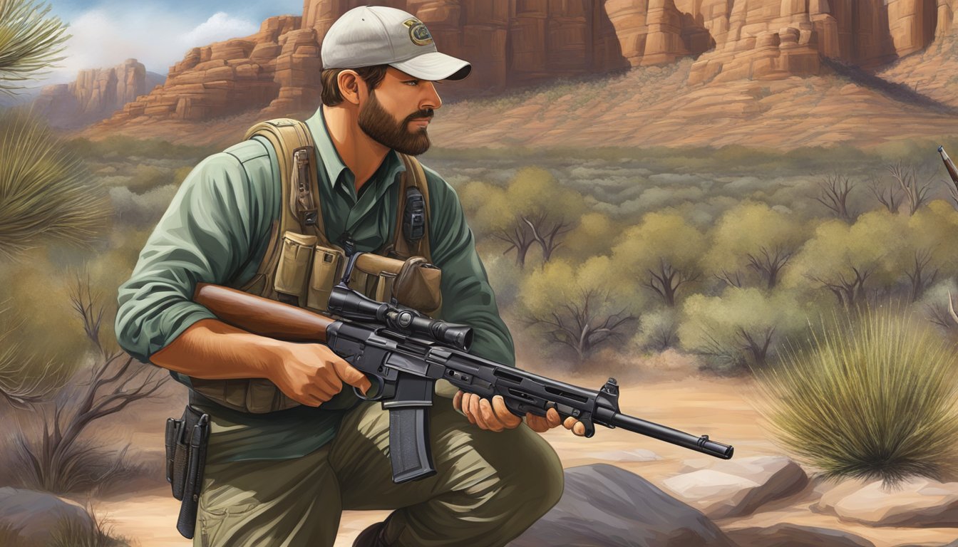 A hunter in Arizona studying wildlife, nature, and firearm safety through educational materials and resources