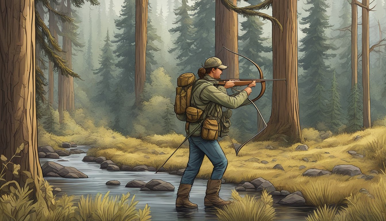 A hunter in Oregon uses a bow to silently track and take down prey without the aid of dogs