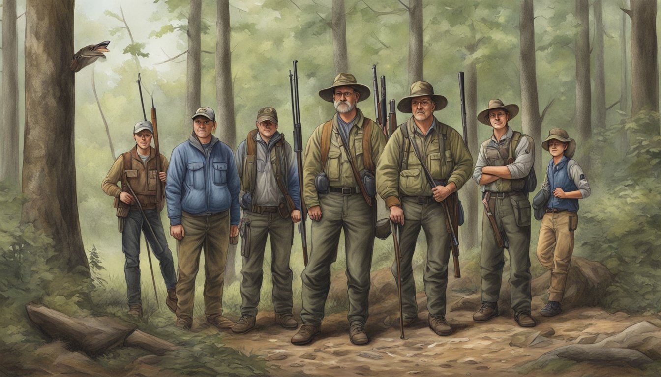 A hunter education class in Indiana with instructors, students, and educational resources