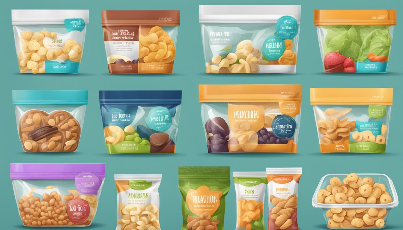 A variety of healthy snacks neatly packed in convenient, travel-friendly packaging, ready to be taken on a road trip