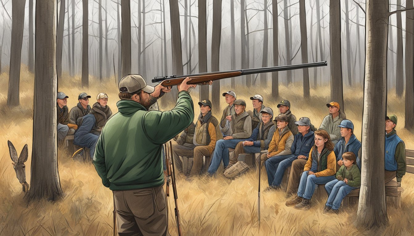 A hunter education instructor teaching a class in Iowa