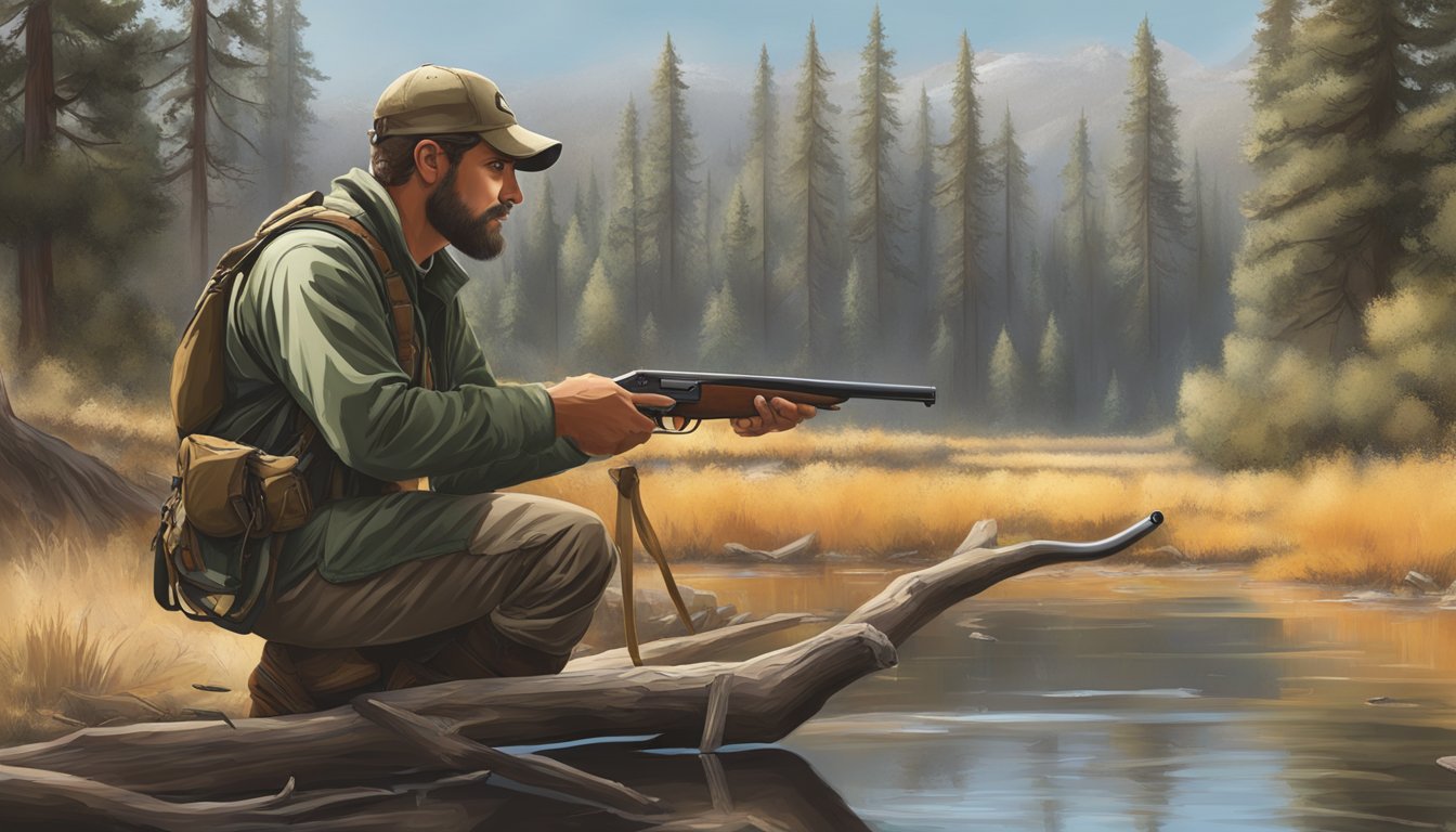 A hunter in California completing a hunter education course, obtaining insurance, and discussing liability