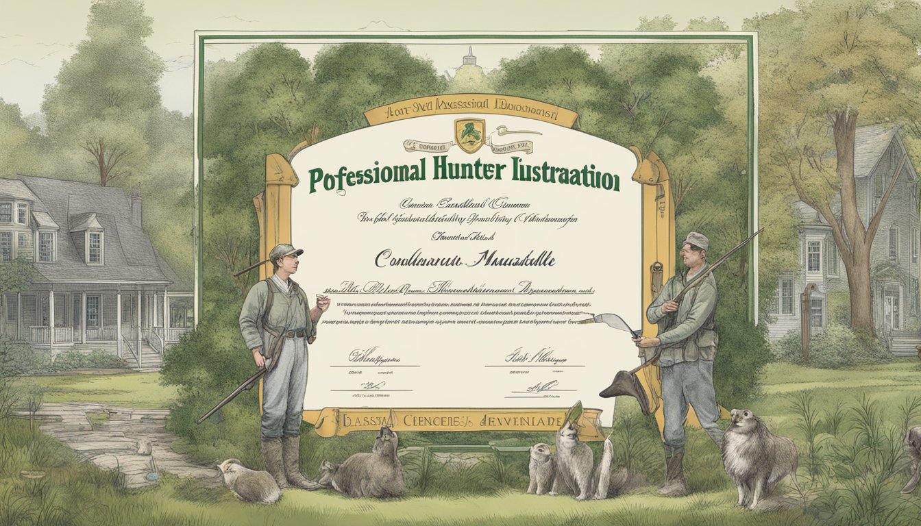 A hunter education course completion certificate being awarded in Massachusetts