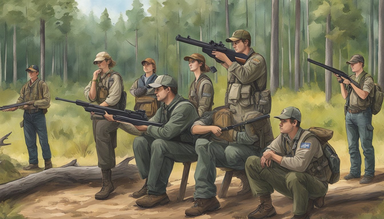 A group of students participate in a hunter education course in Georgia, learning about firearm safety and wildlife conservation