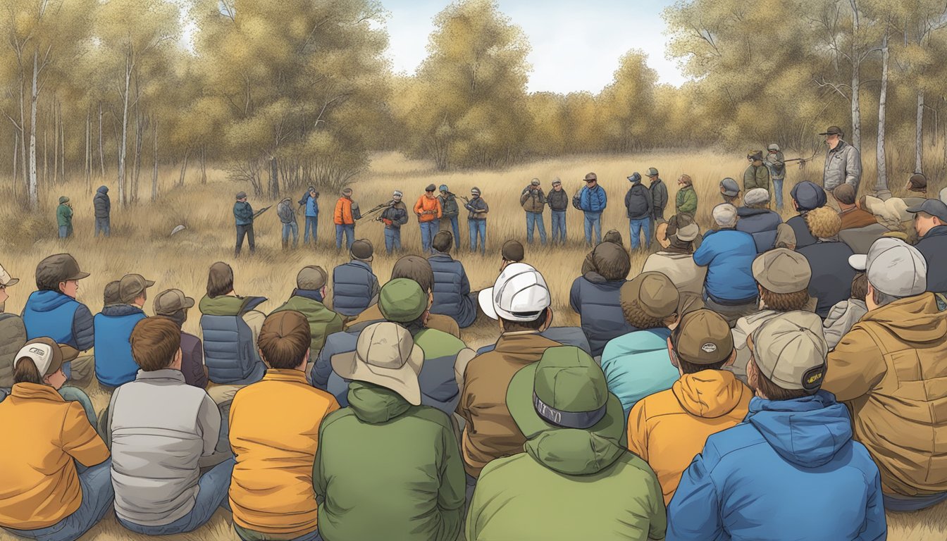 A hunter education class in North Dakota, with students learning about firearm safety and wildlife conservation