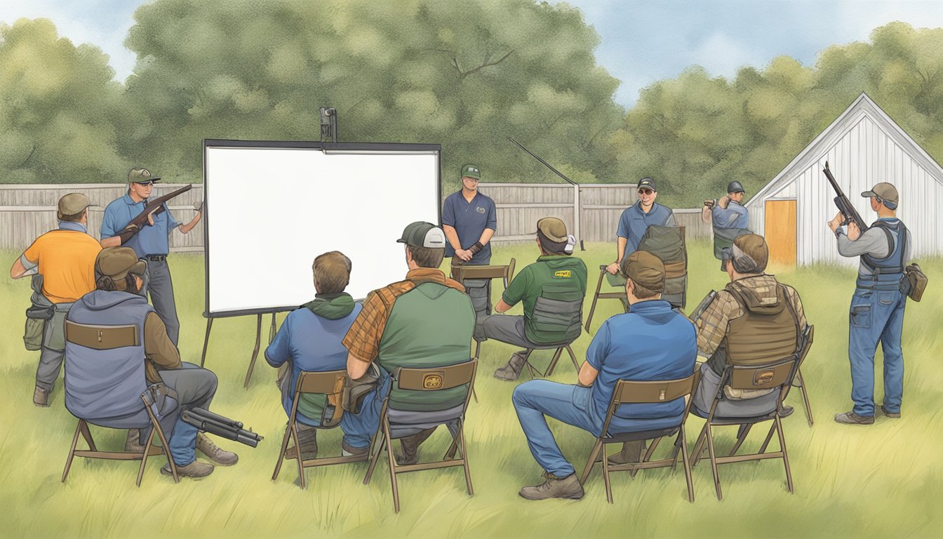 A hunter education class in Rhode Island, with instructors teaching firearm safety and certification