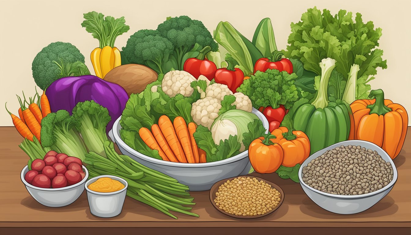 A colorful array of fresh vegetables, grains, and proteins arranged in separate sections, ready to be mixed together in a vibrant and healthy buddha bowl