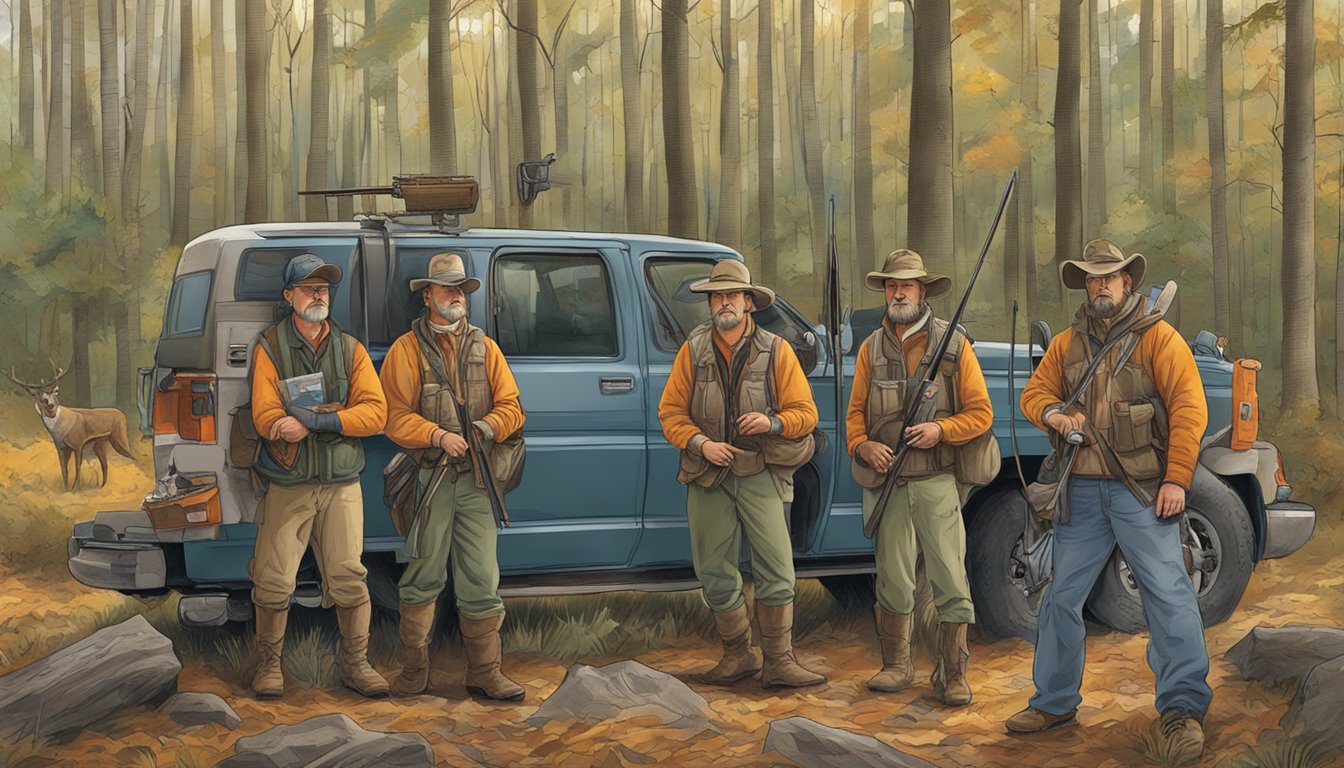 A group of hunters in Virginia display their licenses and adhere to regulations before heading out with their outfitter