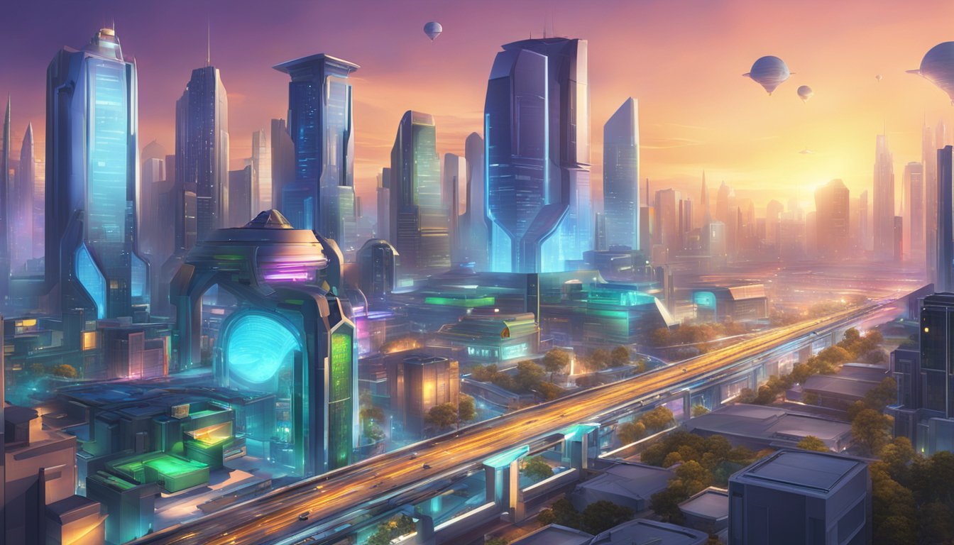 A futuristic cityscape in Delaware, with vibrant colors and dynamic lighting, showcasing the power and capabilities of the Unity Game Engine