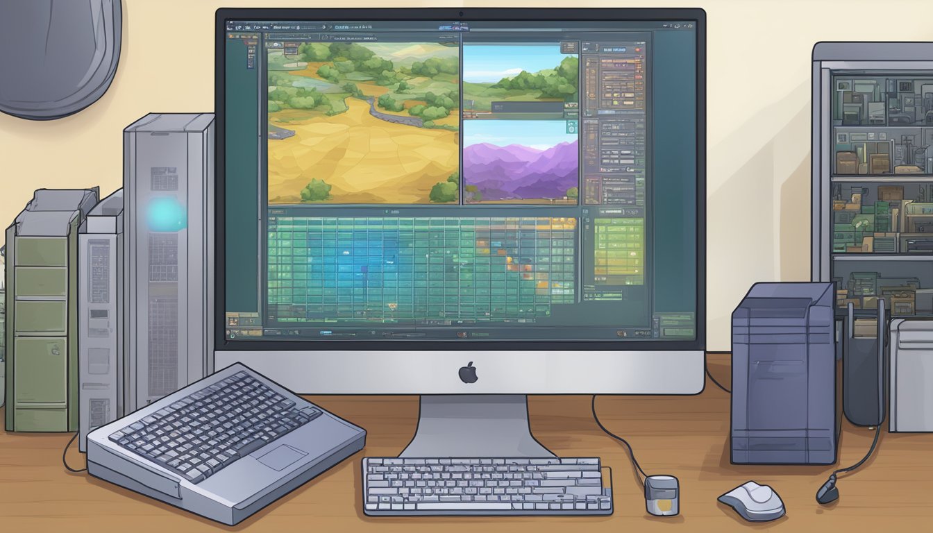 A computer screen displaying RPG Maker software processing a game set in Delaware