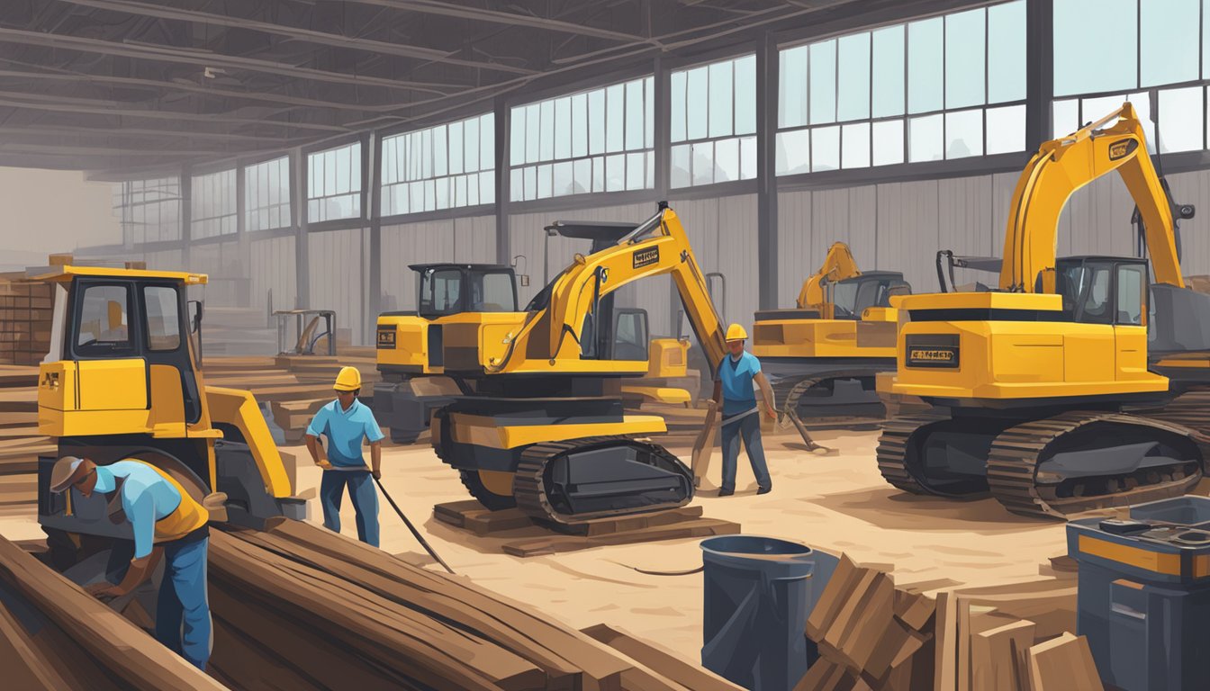 A busy lumberyard in Delaware processes game for processing