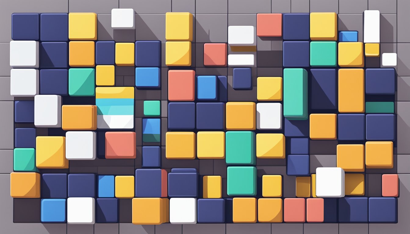 Colorful blocks falling and shifting in a grid, with a game processing interface in the background. Iowa landscape visible through a window