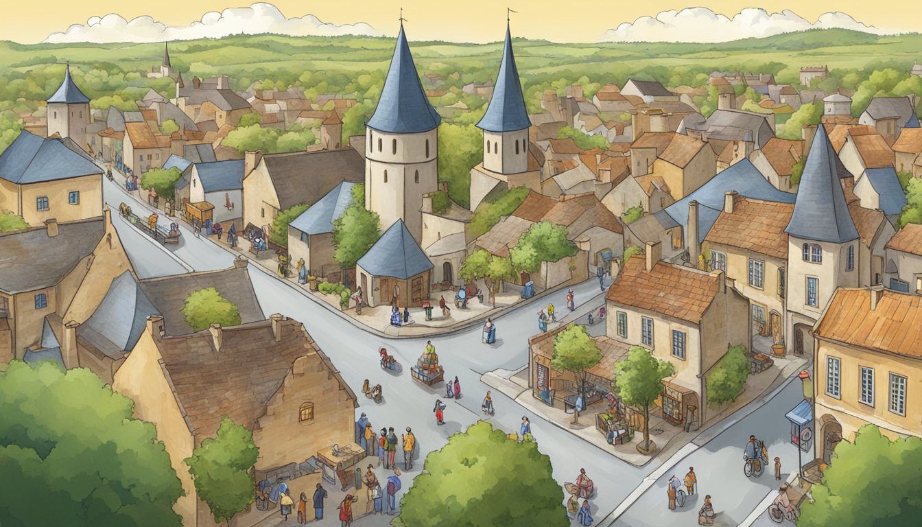 The city of Carcassonne, Louisiana, bustling with activity as people process the best game from the region