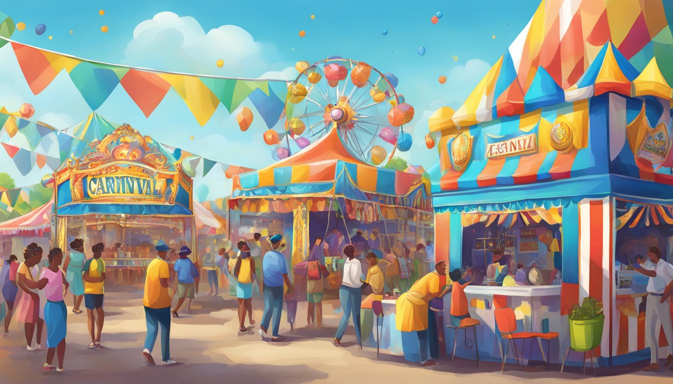 A vibrant carnival in Louisiana with Azul game processing booth