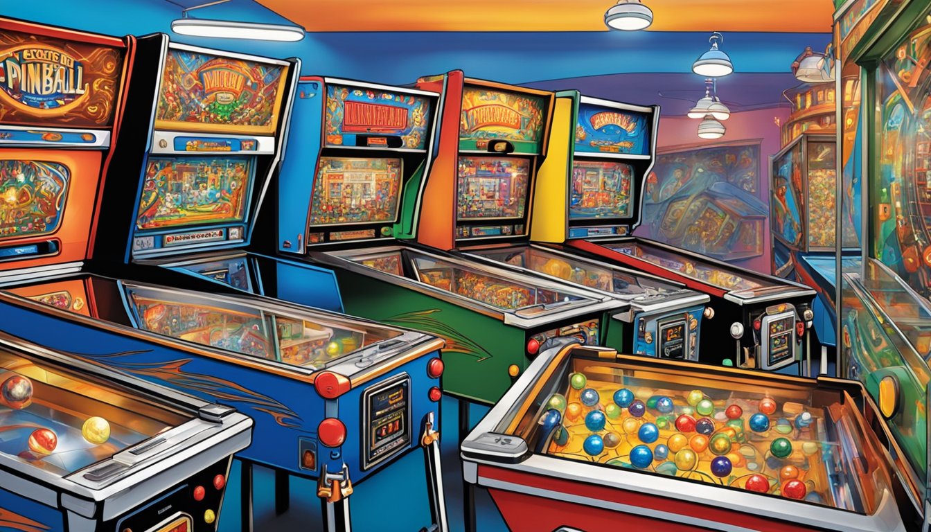 Colorful pinball machines line the walls of Silverball Museum, flashing and dinging as players compete for high scores in New Jersey