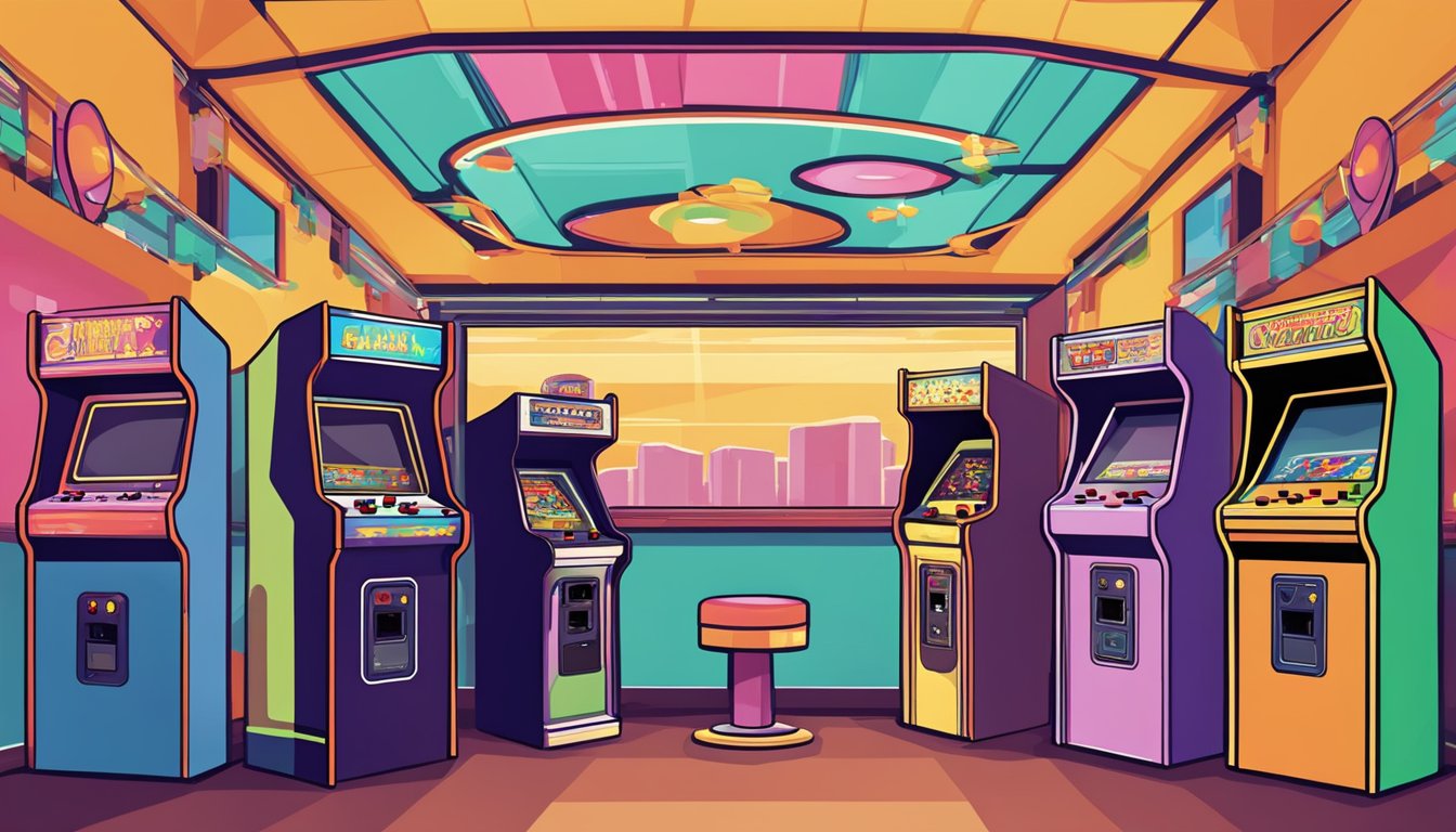 A retro arcade with colorful game machines in New Jersey