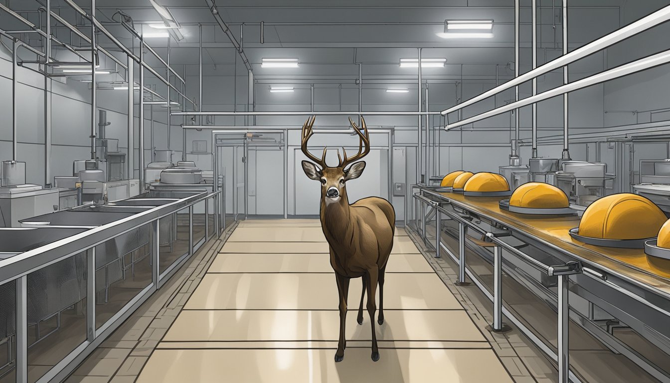 A deer being processed in a clean, well-equipped game processing facility in Montana