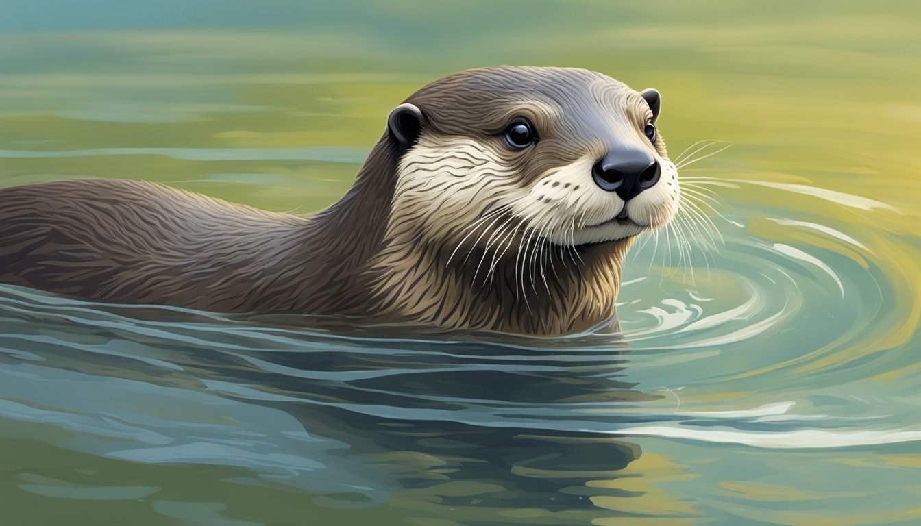 Otters playfully swim in calm, clear waters under a sunny sky, as the barometric pressure remains stable and ideal for hunting