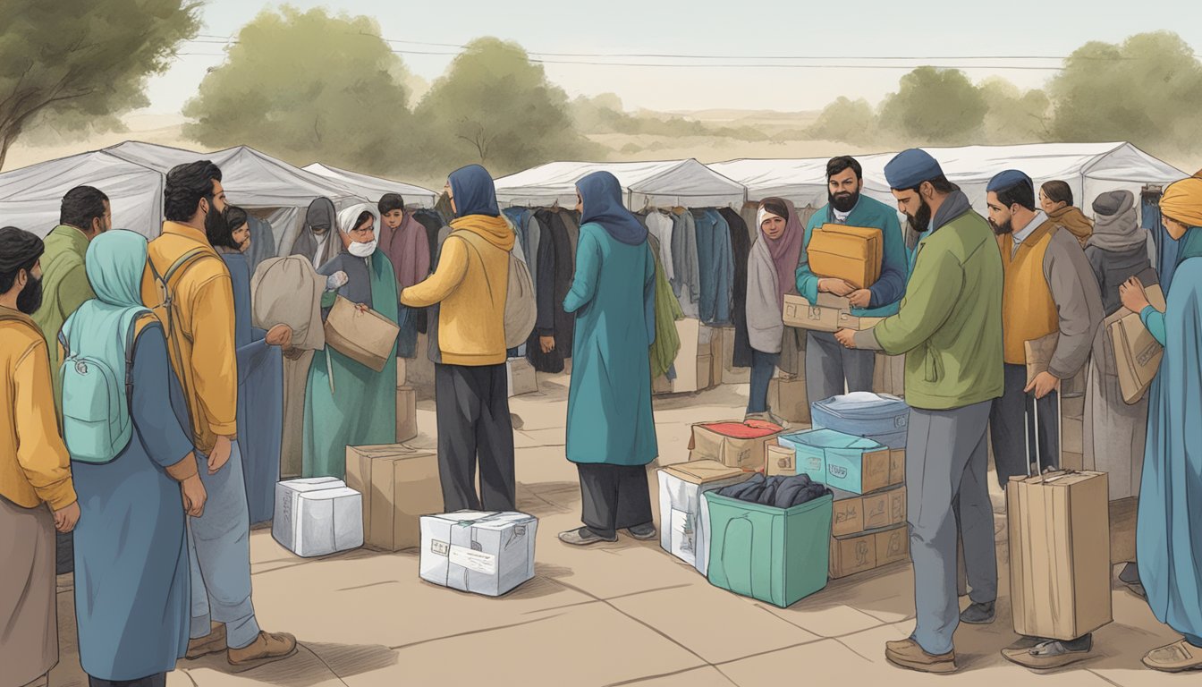 A group of people in Texas donating supplies and clothing to welcome arriving Afghan refugees