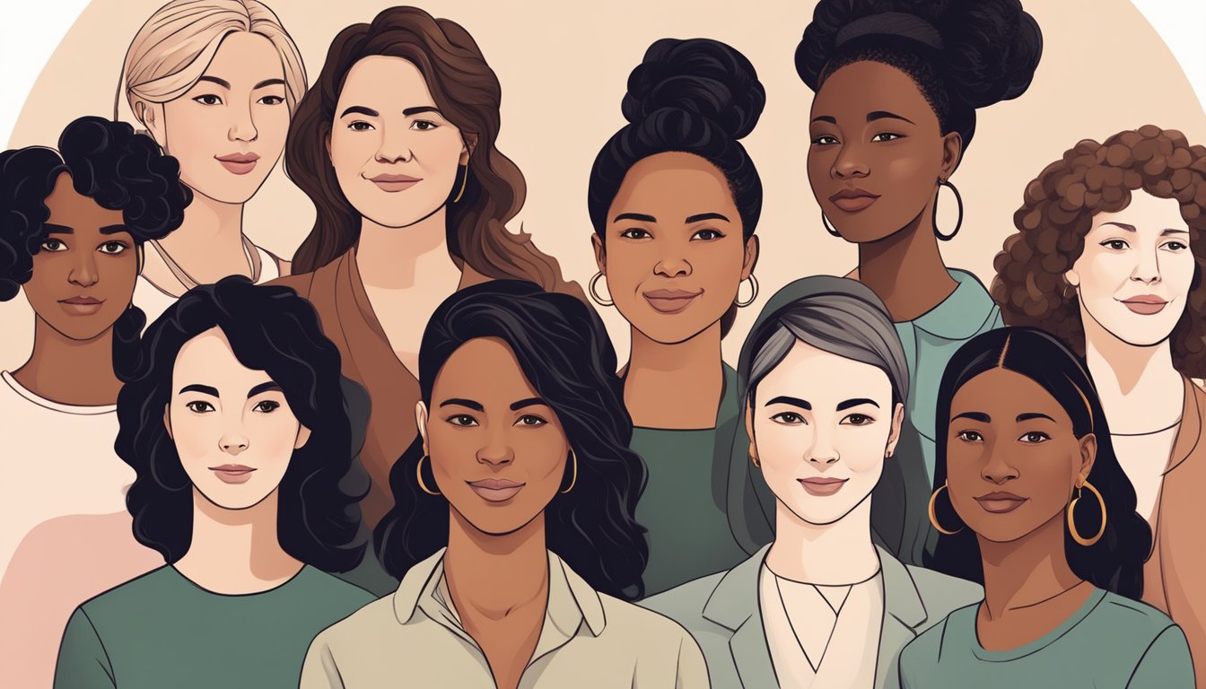 A diverse group of women from around the world standing together in unity, representing strength, empowerment, and progress on International Women's Day