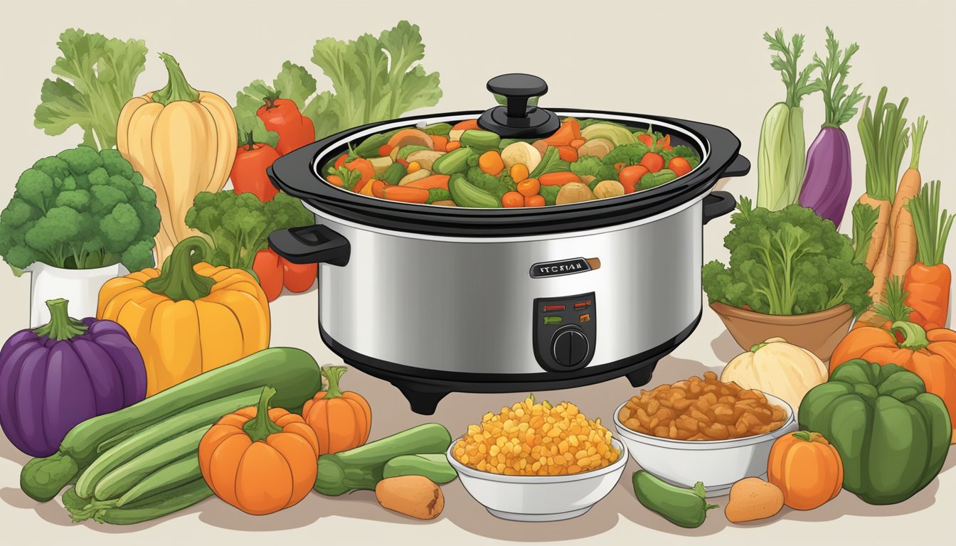 A variety of vegetables and sides simmer in the slow cooker and instant pot, filling the air with the aroma of a Texan fall feast