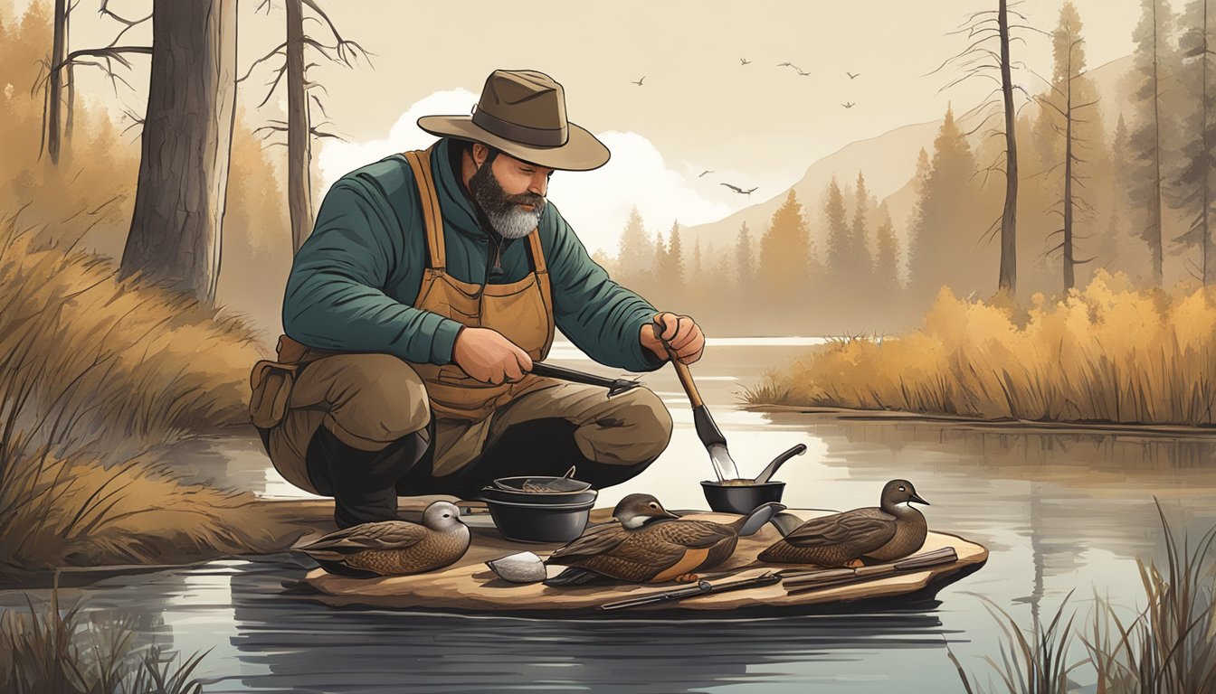 A hunter preparing a duck using Texas-style cooking techniques