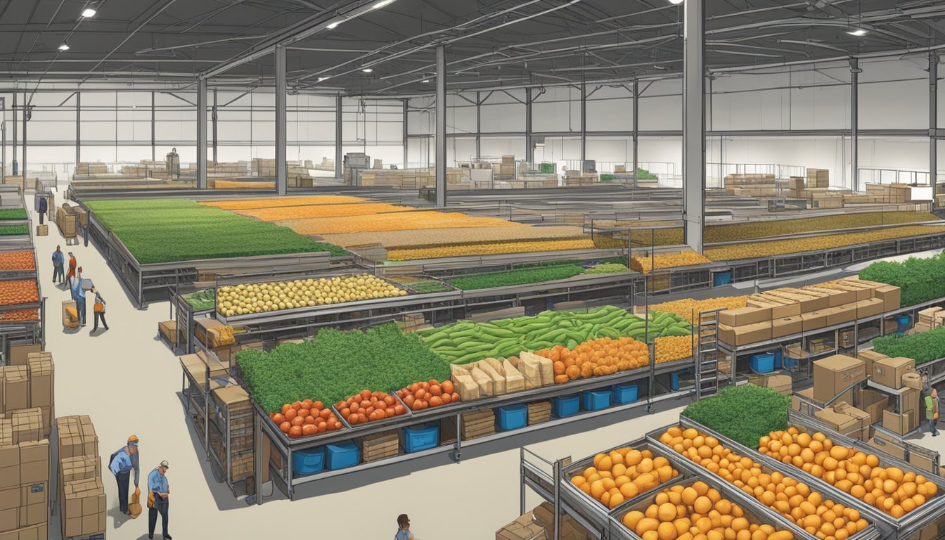 A bustling Texas warehouse transforms surplus food into new products, while supply chains work to distribute them sustainably