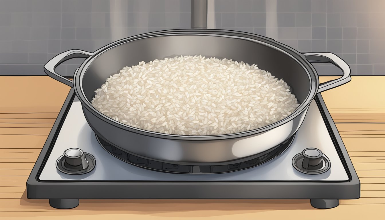 A pot of perfectly cooked rice steaming on a stovetop in a Texas kitchen