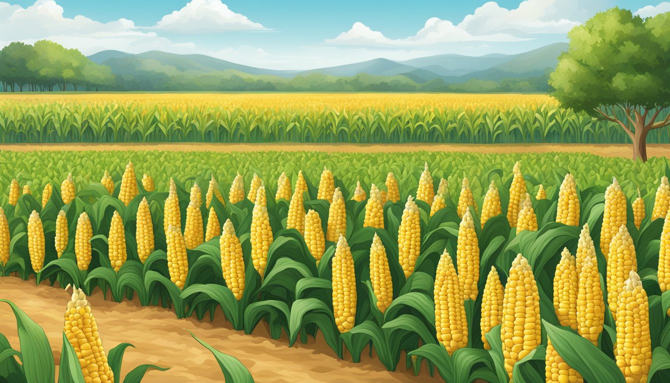 A field of golden sweet corn in Texas, with various varieties and preparations showcased