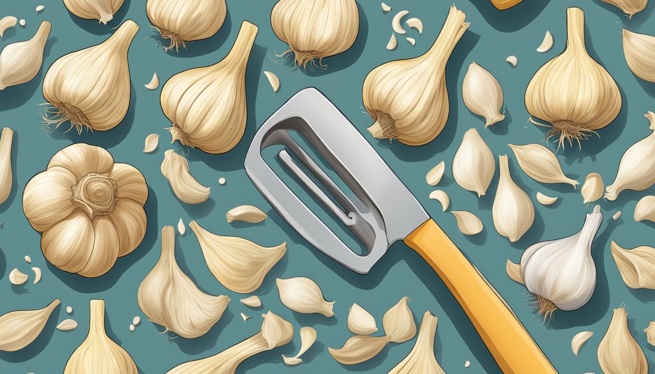 Garlic cloves being minced with a kitchen tool in a Texas kitchen