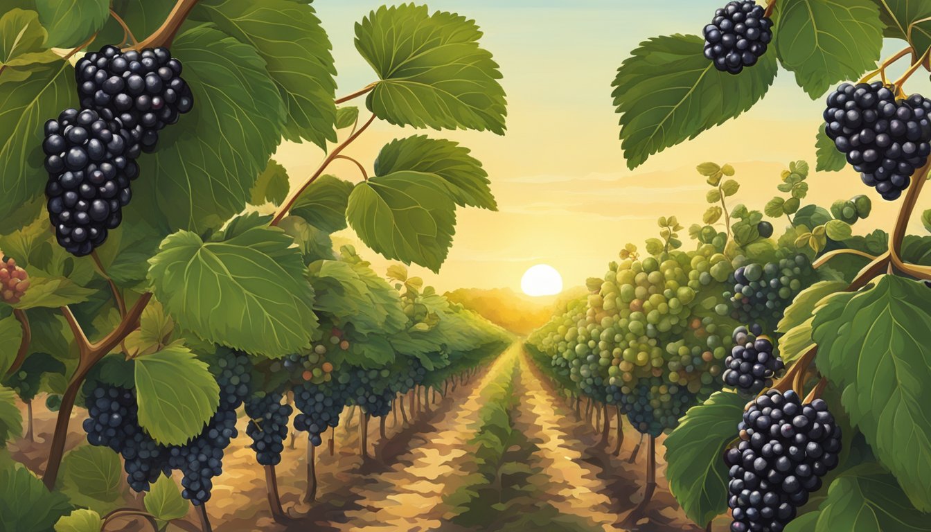 A sunny Texas field filled with ripe, tart blackberries ready for harvest