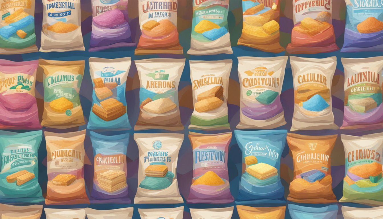 A colorful array of flour sacks from around the world on display at a bustling Texas festival