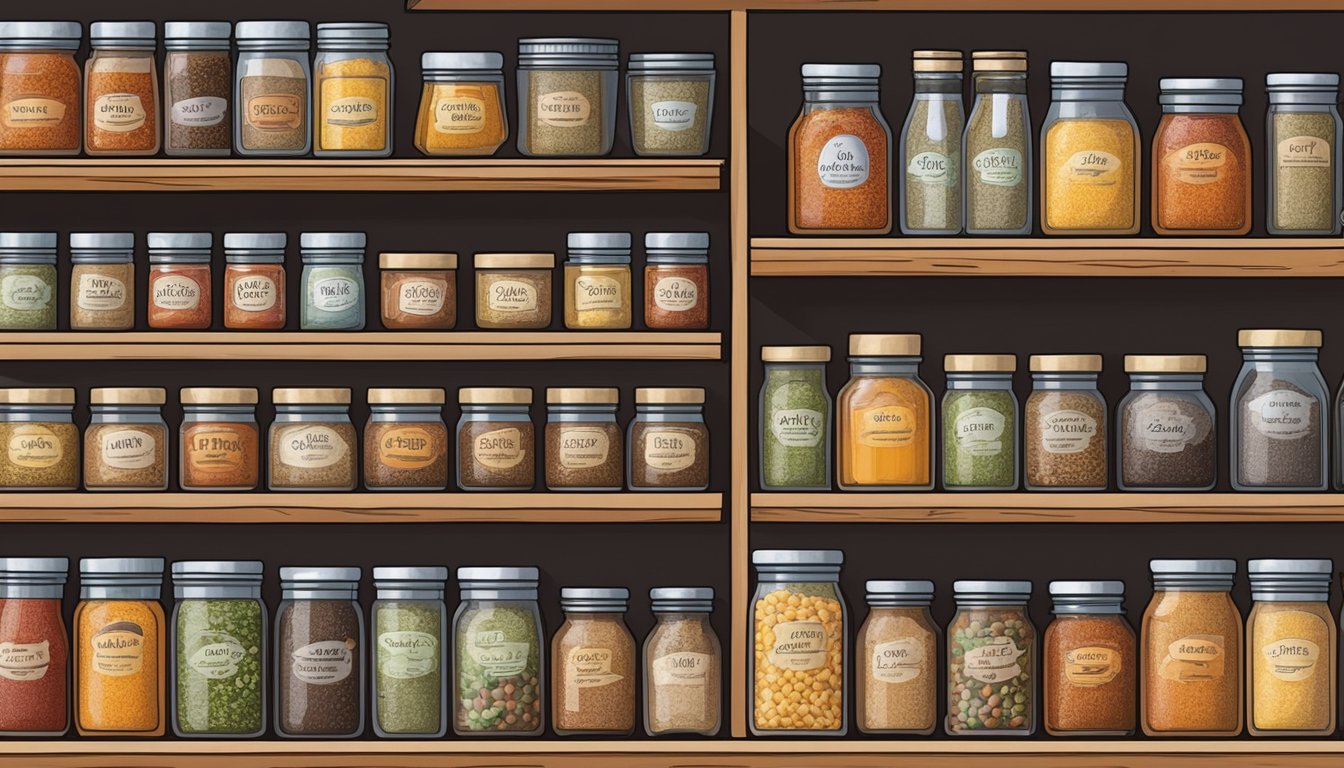 A colorful array of spice jars and containers line the shelves of a well-stocked Texas pantry, showcasing the essential blends that have become a lifeline for home cooks during the pandemic