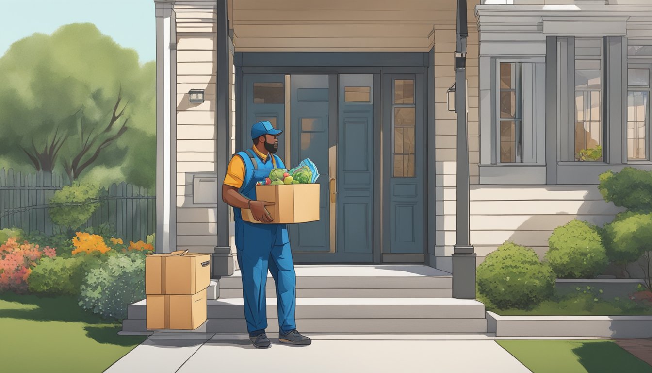 A delivery driver dropping off groceries at a Houston home during COVID-19