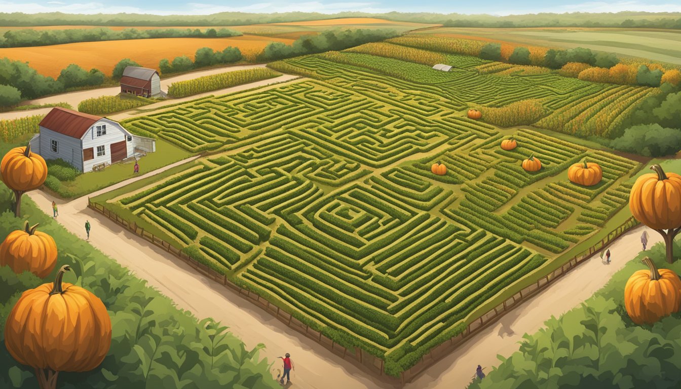 A sprawling corn maze and pumpkin patches at Lone Star Family Farm in northwest Texas