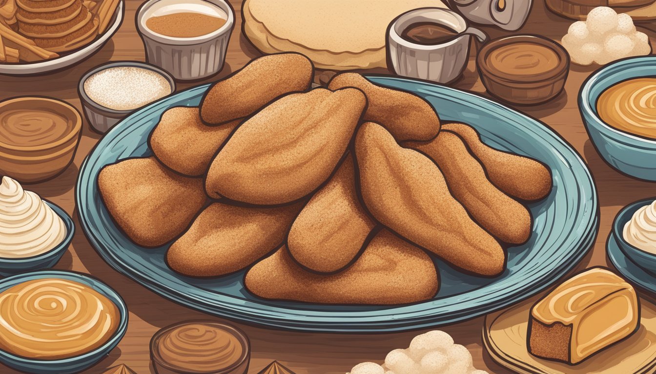 A plate of cinnamon-sugar elephant ears surrounded by iconic Texas desserts