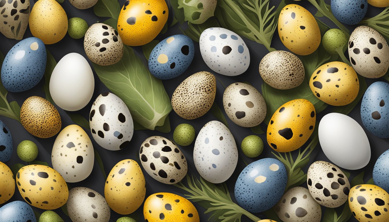 A display of quail eggs nestled among fresh produce at a Whole Foods Market in Texas