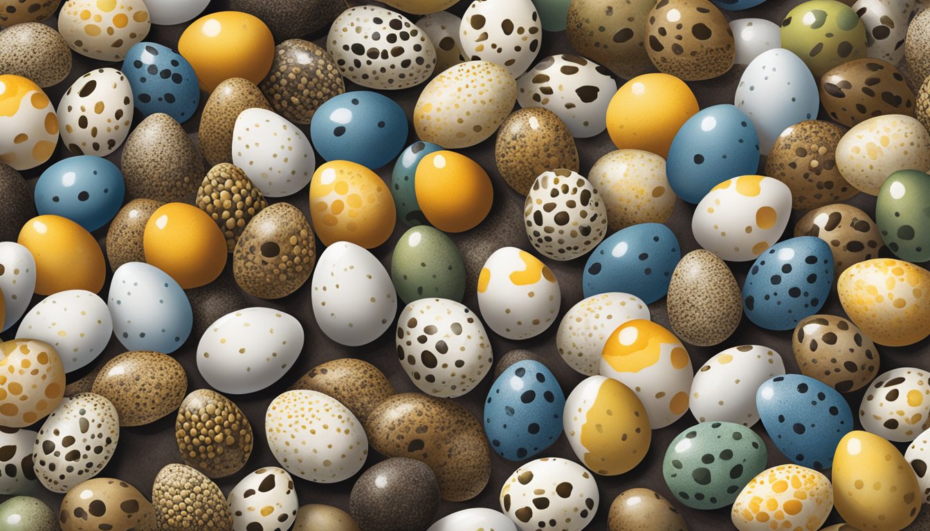 A bustling market stall displays vibrant quail eggs in Texas