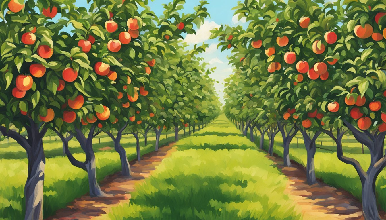 Lush apple orchards at Poteet Country Winery & Vineyard in Texas, ripe for fall harvest