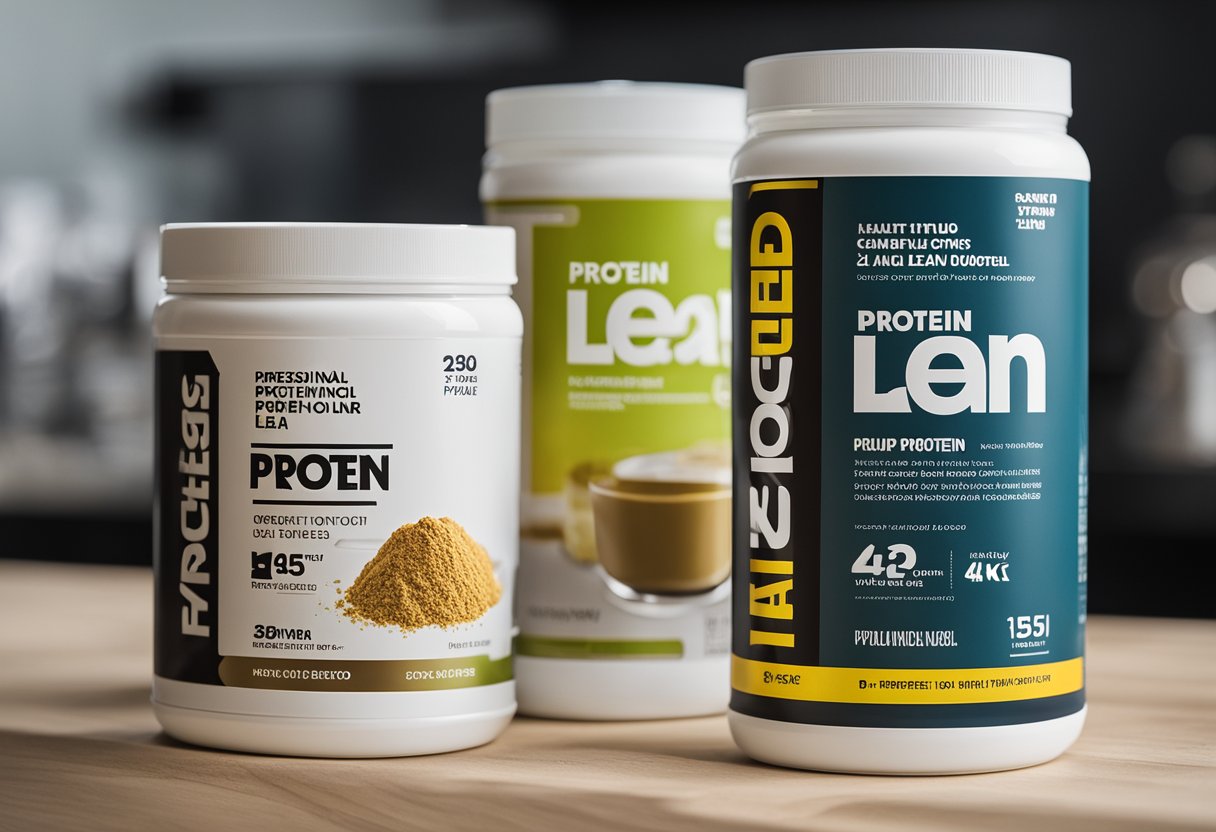 A variety of protein powder containers lined up with Nuzest Clean Lean Protein standing out with its minimalist and modern design